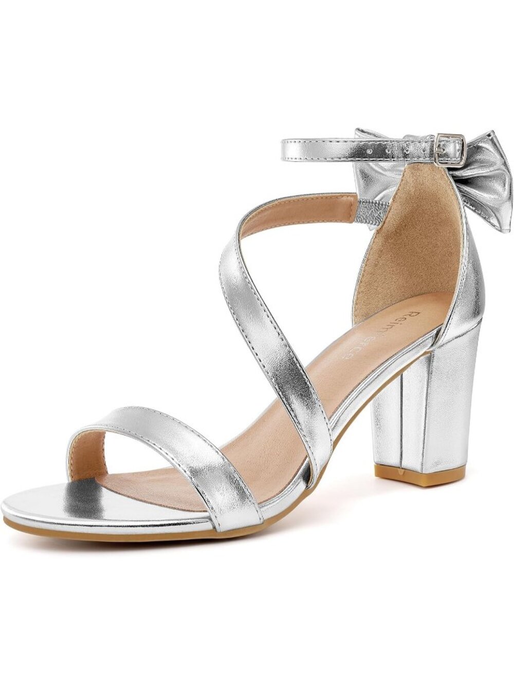 Women's Silver Faux Leather Comfortable Cute & Comfy Wedding Stylish Heel Sandal